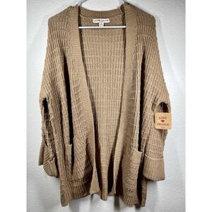 Love Change NWT Italy Sz Medium Oversized Open Front Brown Cardigan